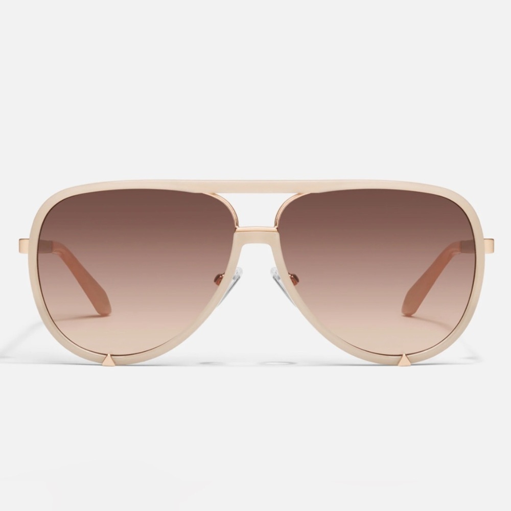 Quay *NEW* High Profile Bone Frame/Brown Fawn Lens Aviator Sunglasses